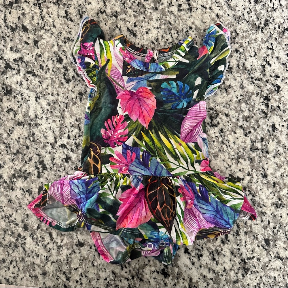 Little Bum Bums 3-6 Mos Floral Ruffle Dress